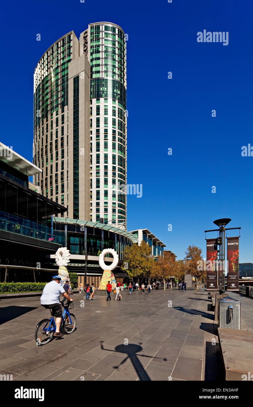 Melbourne Australia / Melbourne`s Southbank Promenade and the Crown Casino Complex. Stock Photo